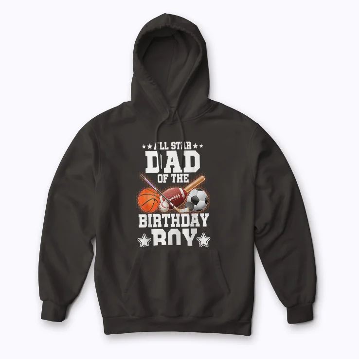 All Star DAD Of Birthday Boy Basketball Soccer Hoodie with comfortable fleece and sporty design