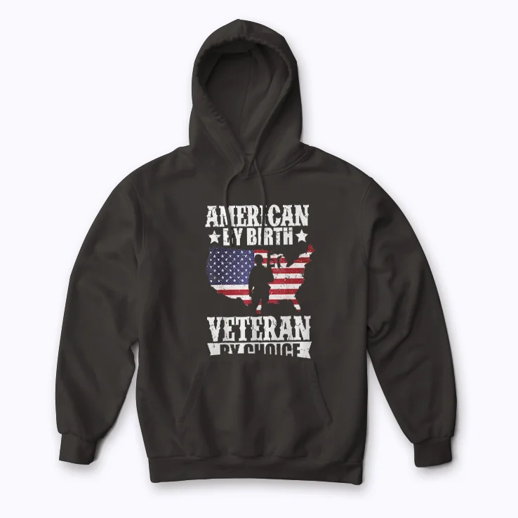 American By Birth Veteran By Choice US Flag Hoodie