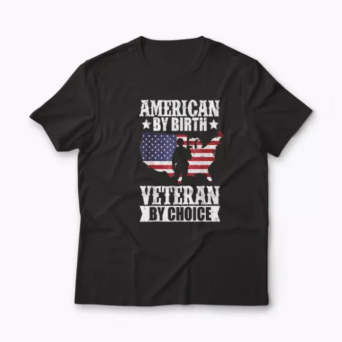 American By Birth Veteran By Choice US Flag T-shirt
