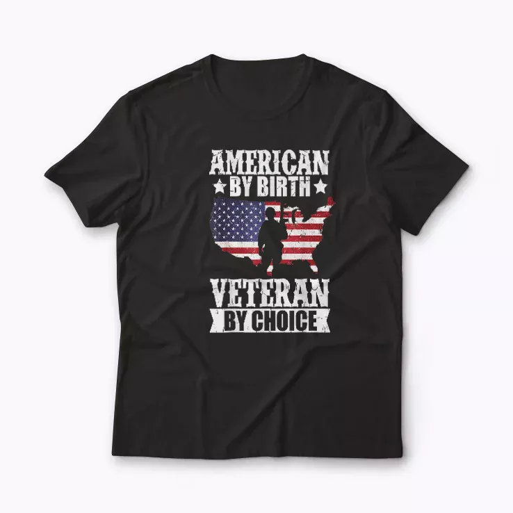 American By Birth Veteran By Choice US Flag T-shirt