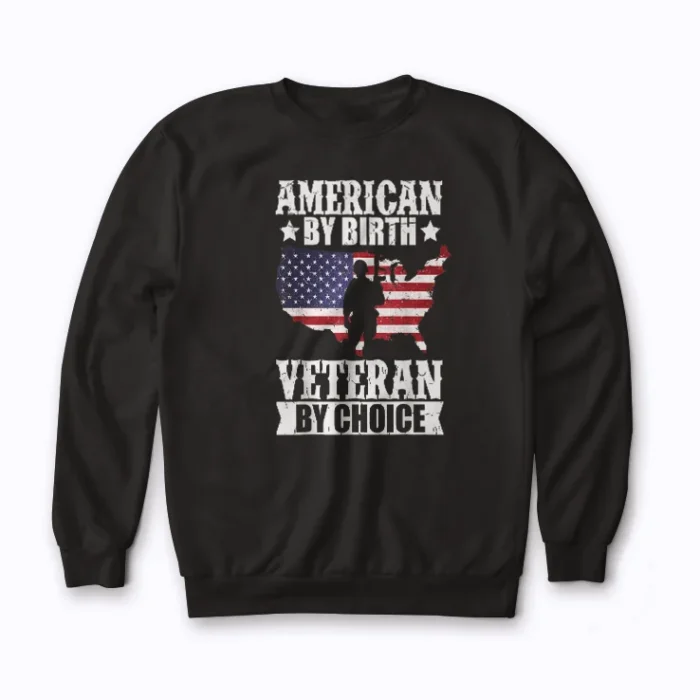 American By Veteran By Choice US Flag Sweatshirt