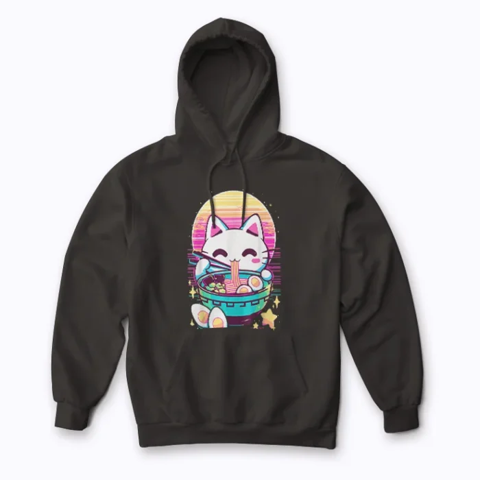 Anime Cat Ramen Japanese I Paused My Anime hoodie with a cat and ramen design.