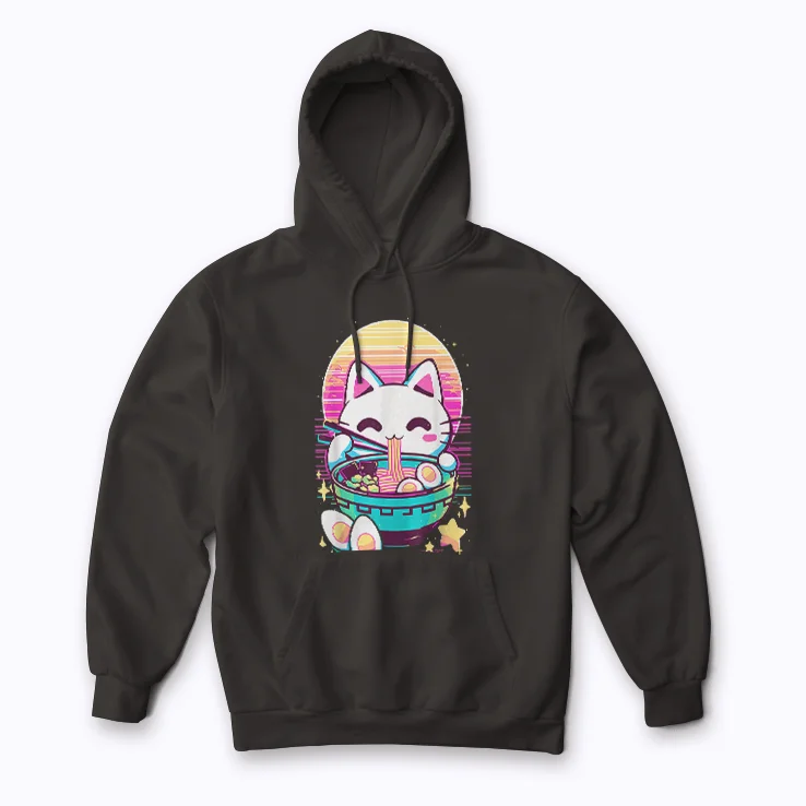 Anime Cat Ramen Japanese I Paused My Anime hoodie with a cat and ramen design.