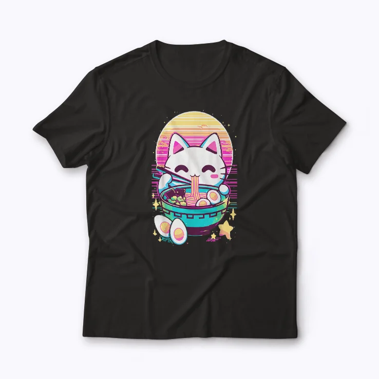 Anime Cat Ramen Japanese I Paused My Anime shirt featuring a cute cat eating ramen.