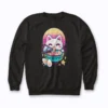 Anime Cat Ramen Japanese I Paused My Anime sweatshirt featuring a cat enjoying ramen.