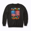 Autism Dad American Flag Sweatshirt with high‑quality embroidered flag.
