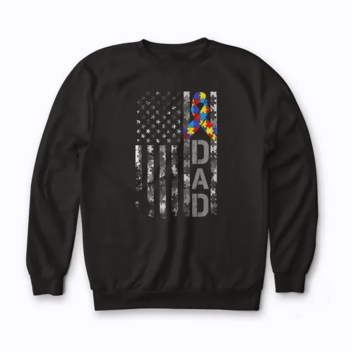 Autism Dad USA Flag Fathers Day sweatshirt offering quality fit and comfort