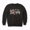 Believe Christmas Santa Claus Reindeer Candy Cane Xmas Sweatshirt in a classic holiday style