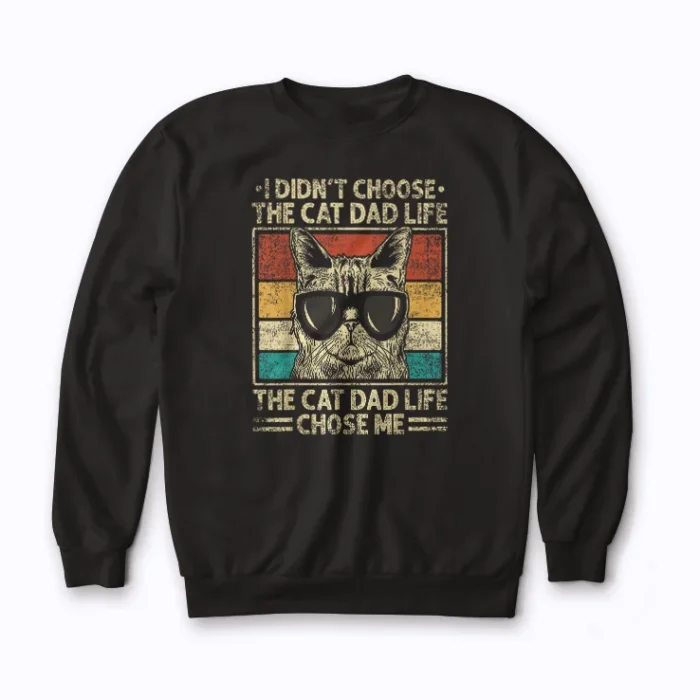 Best Cat Dad Ever Vintage Sweatshirt with retro cat dad artwork