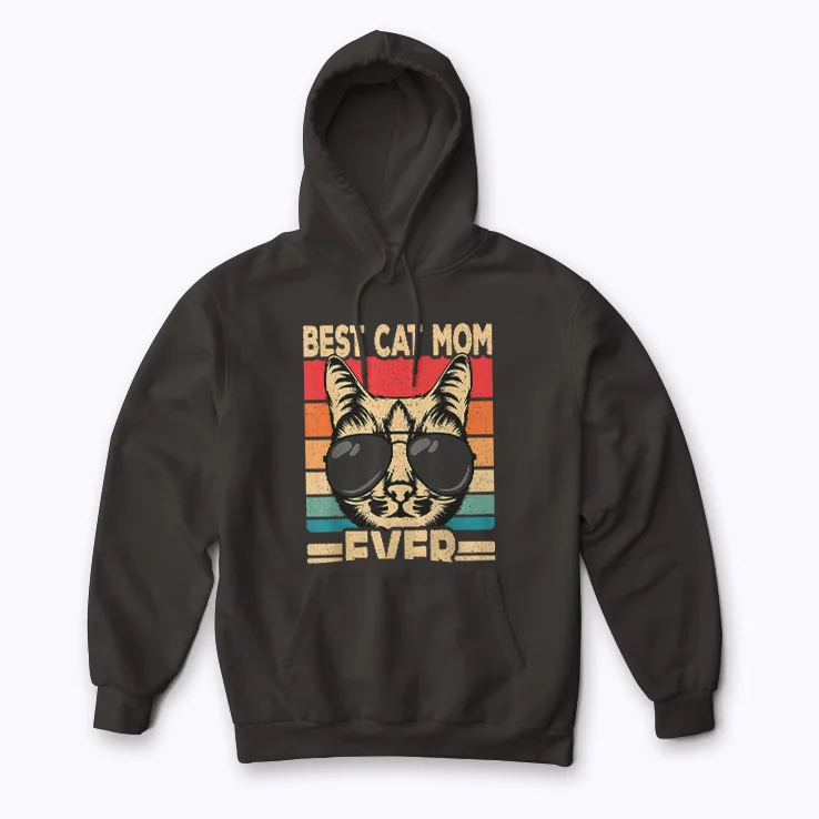Best Cat Mom Ever Vintage Funny Cat Lover Gift Women Hoodie