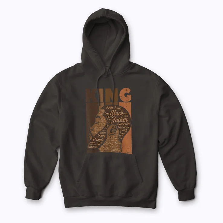 Black History King Melanin Dad Hoodie front view