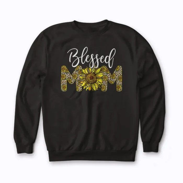 Blessed Mom Leopard Sunflower Mom Life Gift Sweatshirt