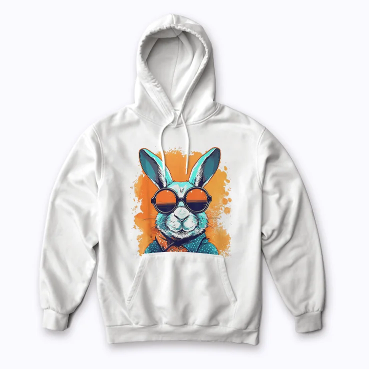 Bunny Face With Sunglasses Cap Easter Day hoodie for cozy celebrations