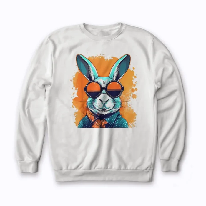 Bunny Face With Sunglasses Cap Easter Day sweatshirt—festive and comfy