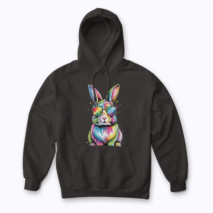 Stay warm with Bunny Face With Sunglasses Easter Day hoodie