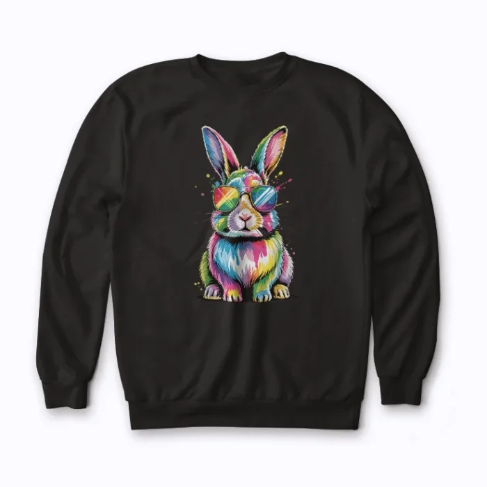 Comfy Bunny Face With Sunglasses Easter Day sweatshirt for Easter