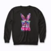 Bunny Face With Tie Dye Glasses Happy Easter sweatshirt celebrates spring