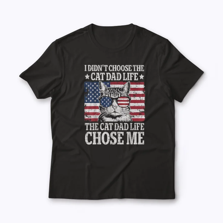 Cat Dad Life Vintage Pocket T-shirt featuring retro pocket design
