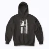 Cat Dad US Flag Fathers Day Hoodie showcasing a patriotic cat design for comfortable wear