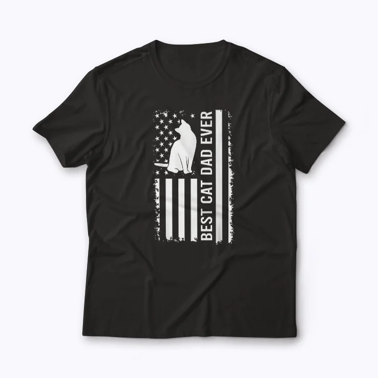 Cat Dad US Flag Fathers Day T-shirt featuring a patriotic design and cat dad flair
