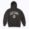 Cat Dad Vintage Distressed Paw Hoodie with a plush interior and distressed paw graphic