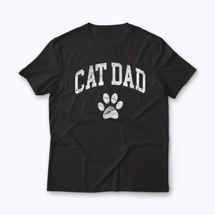 Cat Dad Vintage Distressed Paw T-shirt featuring a distressed paw print and vintage lettering
