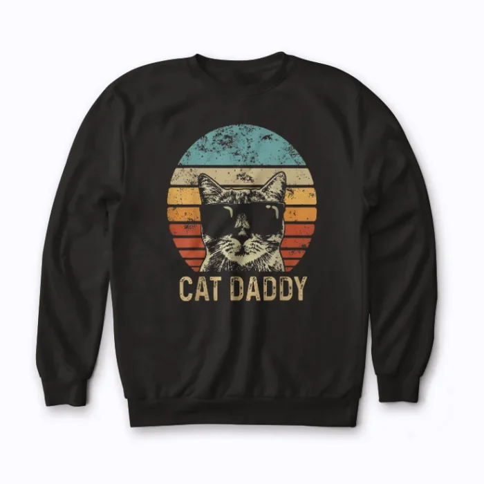Cat Daddy Lover Vintage Gift Sweatshirt showcasing vintage cat dad artwork