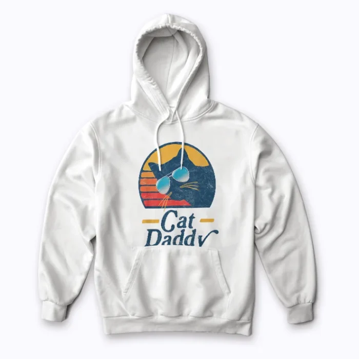 Cat Daddy Vintage Retro Distressed Hoodie showcasing vintage distressed artwork