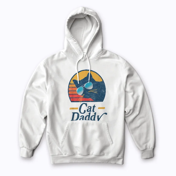 Cat Daddy Vintage Retro Distressed Hoodie showcasing vintage distressed artwork