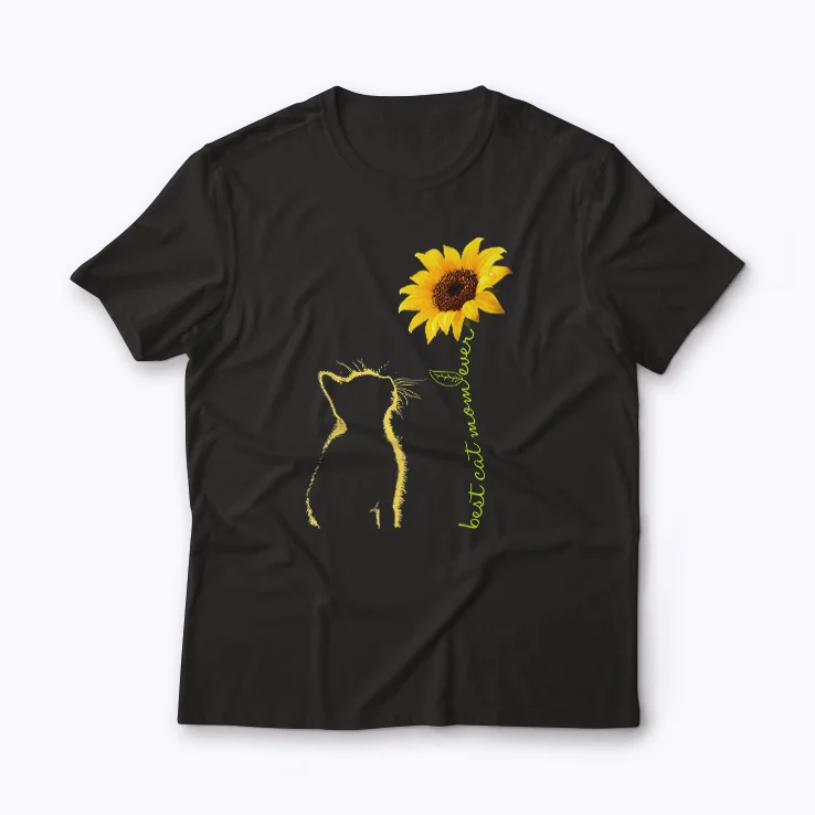 Cat Mom Sunflower Mothers Day Gift for Cat Lovers T-shirt