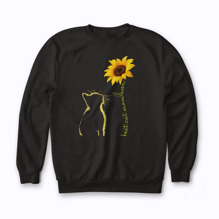 Cat Mom Sunflower Mothers Day Gift for Cat Lovers Sweatshirt