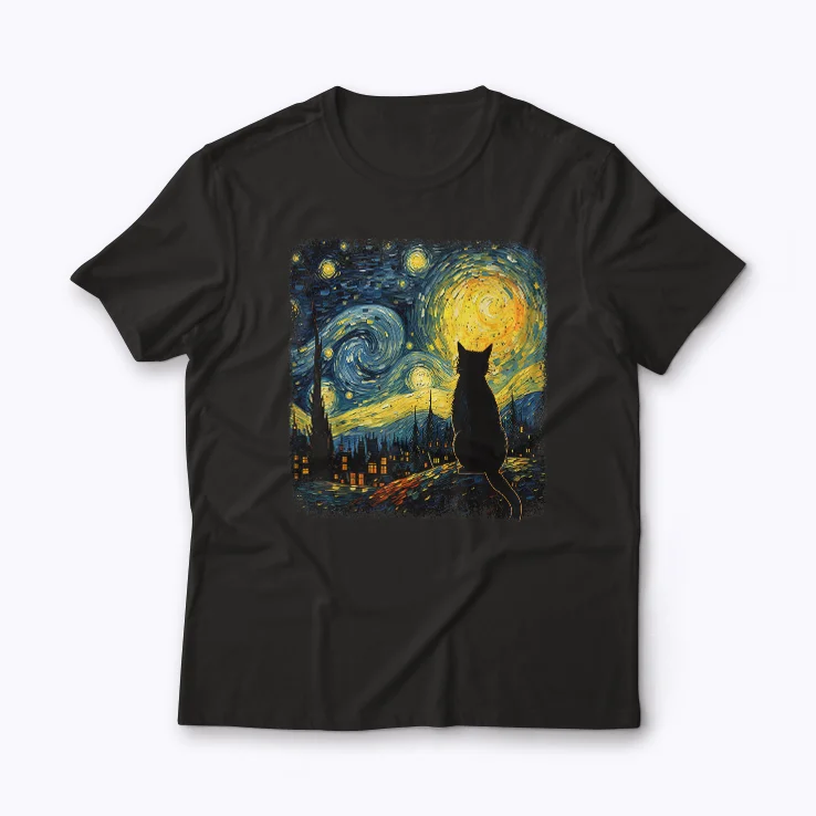 Cat Mom Van Gogh Starry Night Art Cat Lover Gift T-shirt