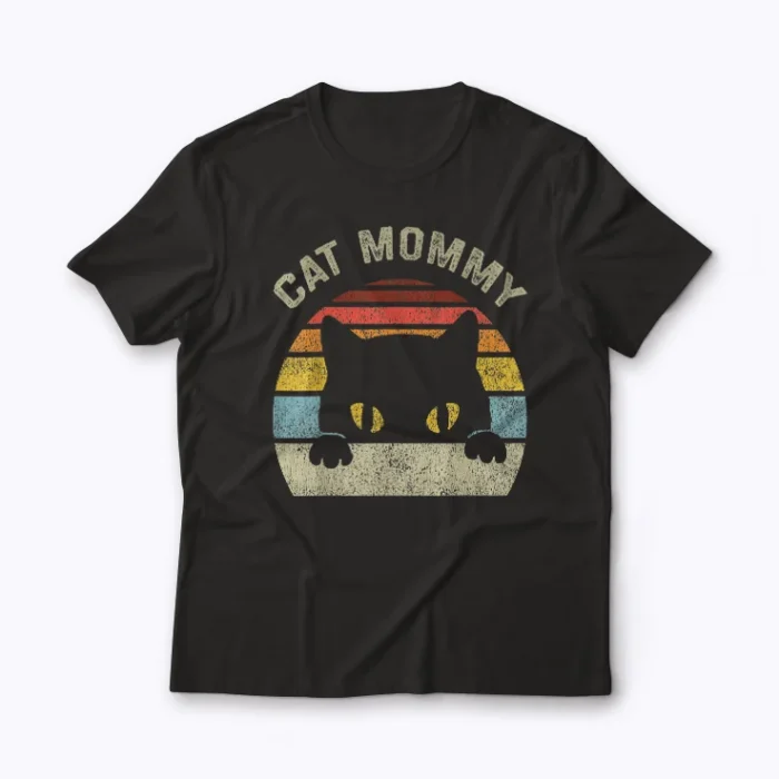 Cat Mommy Vintage Black Cat Mom Mothers Day Gift T-shirt
