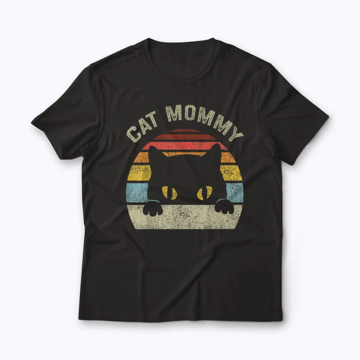 Cat Mommy Vintage Black Cat Mom Mothers Day Gift T-shirt