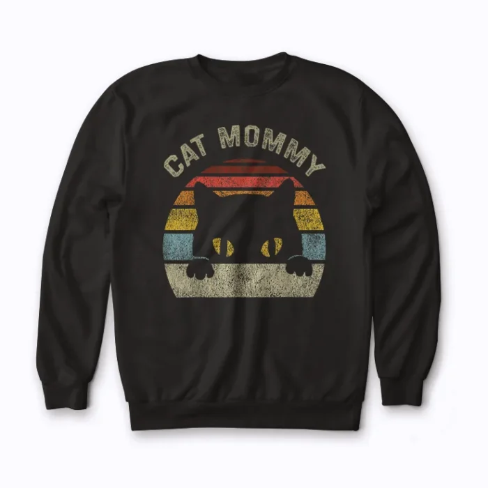 Cat Mommy Vintage Black Cat Mom Mothers Day Gift Sweatshirt