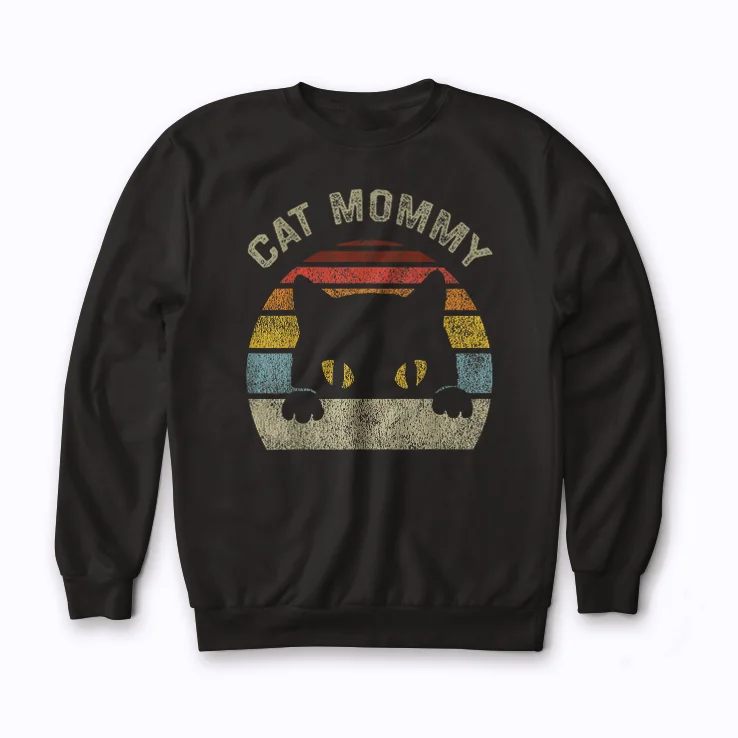 Cat Mommy Vintage Black Cat Mom Mothers Day Gift Sweatshirt