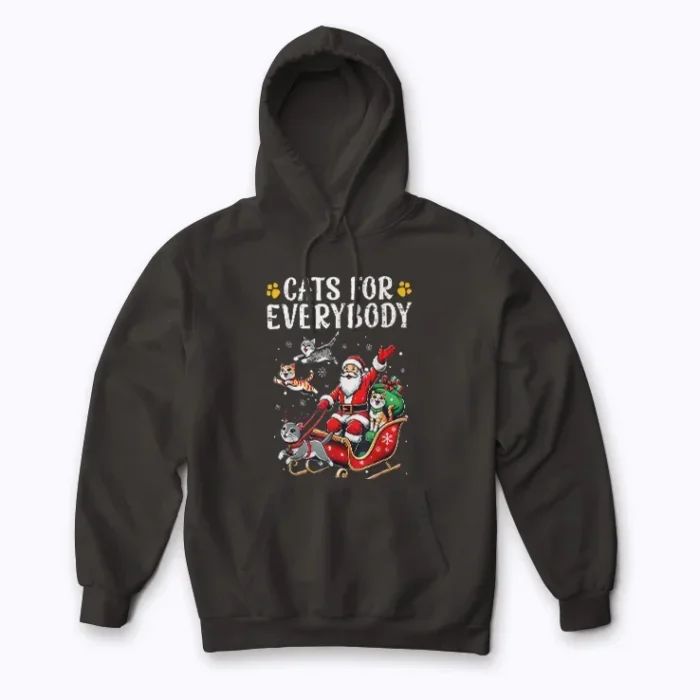 Cats For Everybody Christmas Hoodie with festive cats