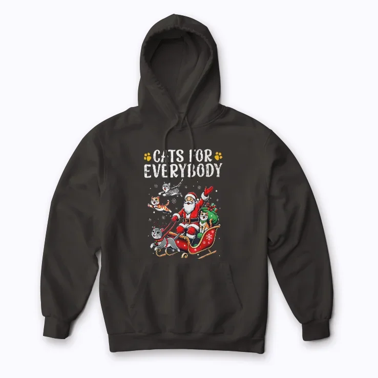 Cats For Everybody Christmas Hoodie with festive cats