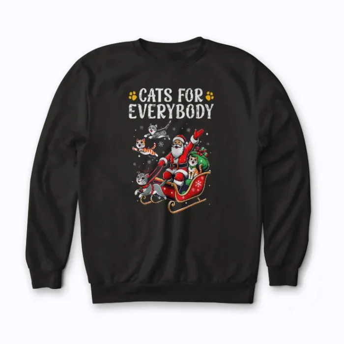 Cats For Everybody Christmas Sweatshirt featuring holiday cats