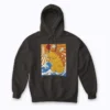 Catzilla Cat Japanese Art Funny Cat Gifts Hoodie featuring a cat in a Japanese monster style.