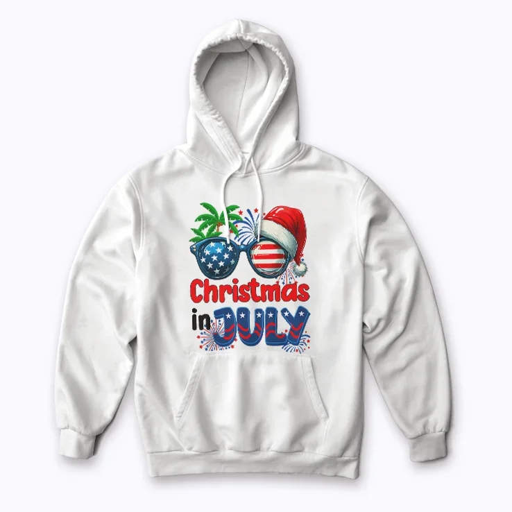 Christmas In July Summer Beach Hawaii Hoodie featuring festive island style