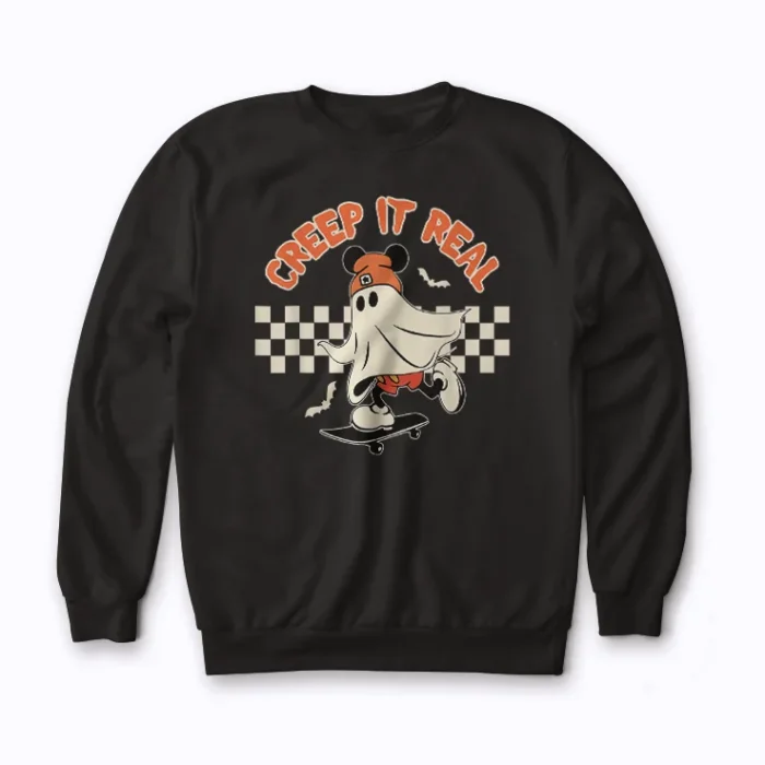 Creep it Real Spooky Ghost Mouse sweatshirt for festive warmth