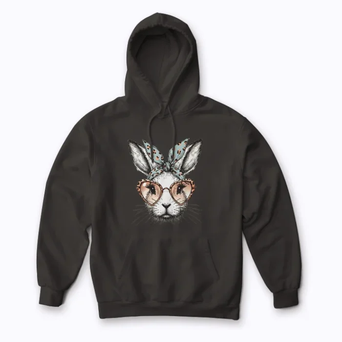 Cozy comfort: Cute Bunny Rabbit Face Leopard hoodie