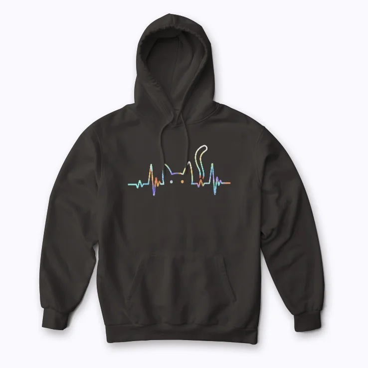 Cute Cat Heart Mom Cat Mom Gift Women Girls Hoodie