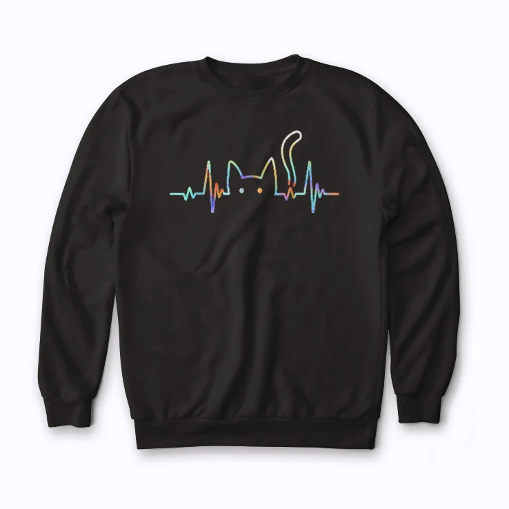 Cute Cat Heart Mom Cat Mom Gift Women Girls Sweatshirt