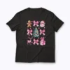 Cute Coquette Bow Pink Christmas T-shirt with festive bow design