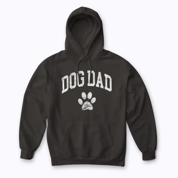 Dog Dad Distressed Paw Classic Hoodie with a distressed paw graphic