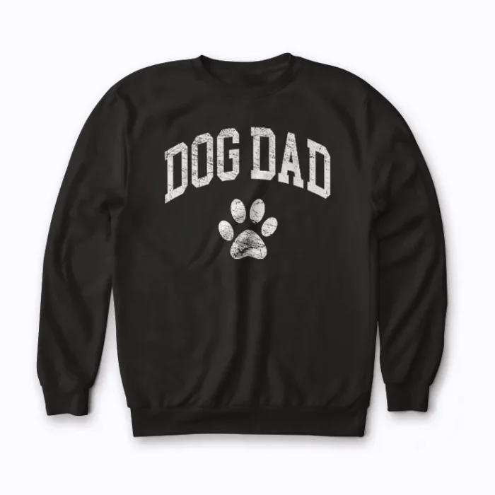 Dog Dad Distressed Paw Classic Sweatshirt showcasing a vintage paw motif