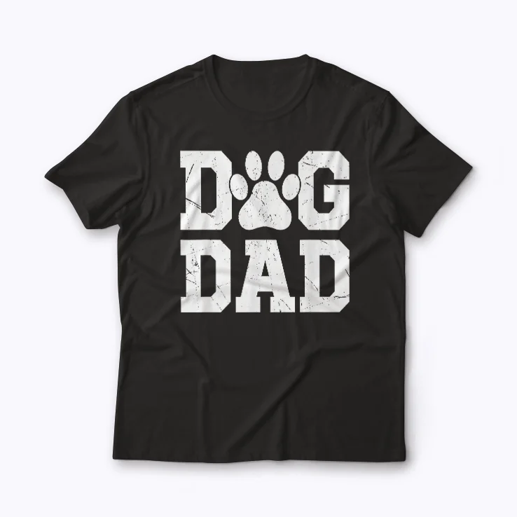Dog Dad Distressed Paw Design T-shirt featuring a vintage distressed paw graphic
