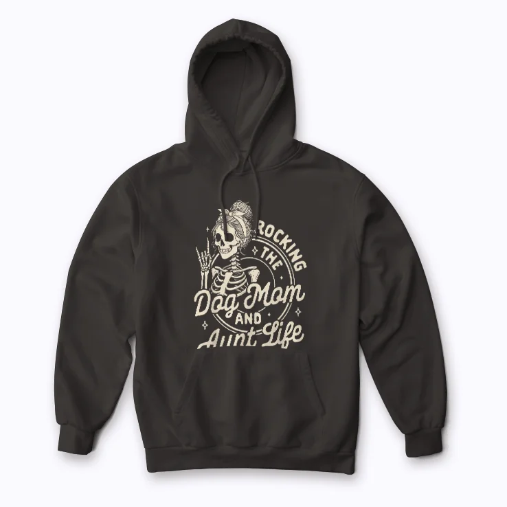 Dog Mama Skeleton Rocking Dog Mom Aunt Life Gift Hoodie